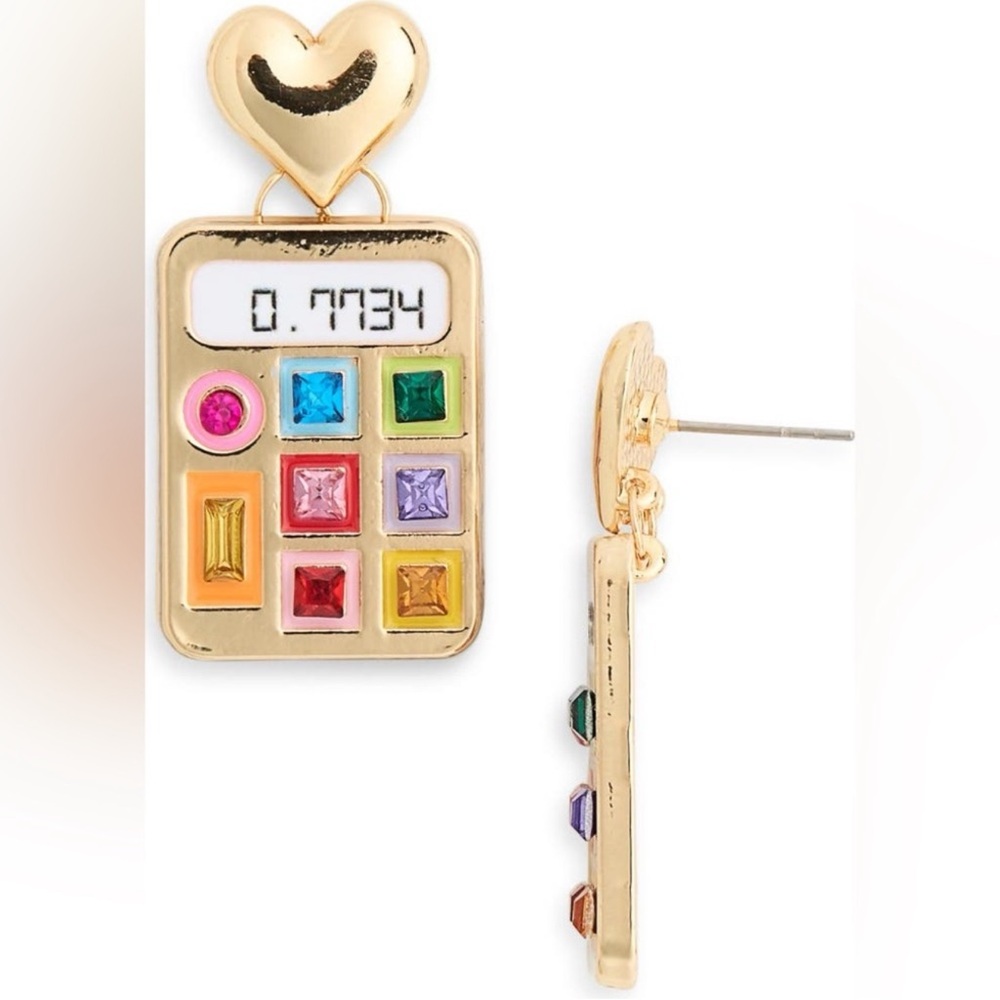Baublebar Gold Heart Multi Color Calculator Drop Earrings